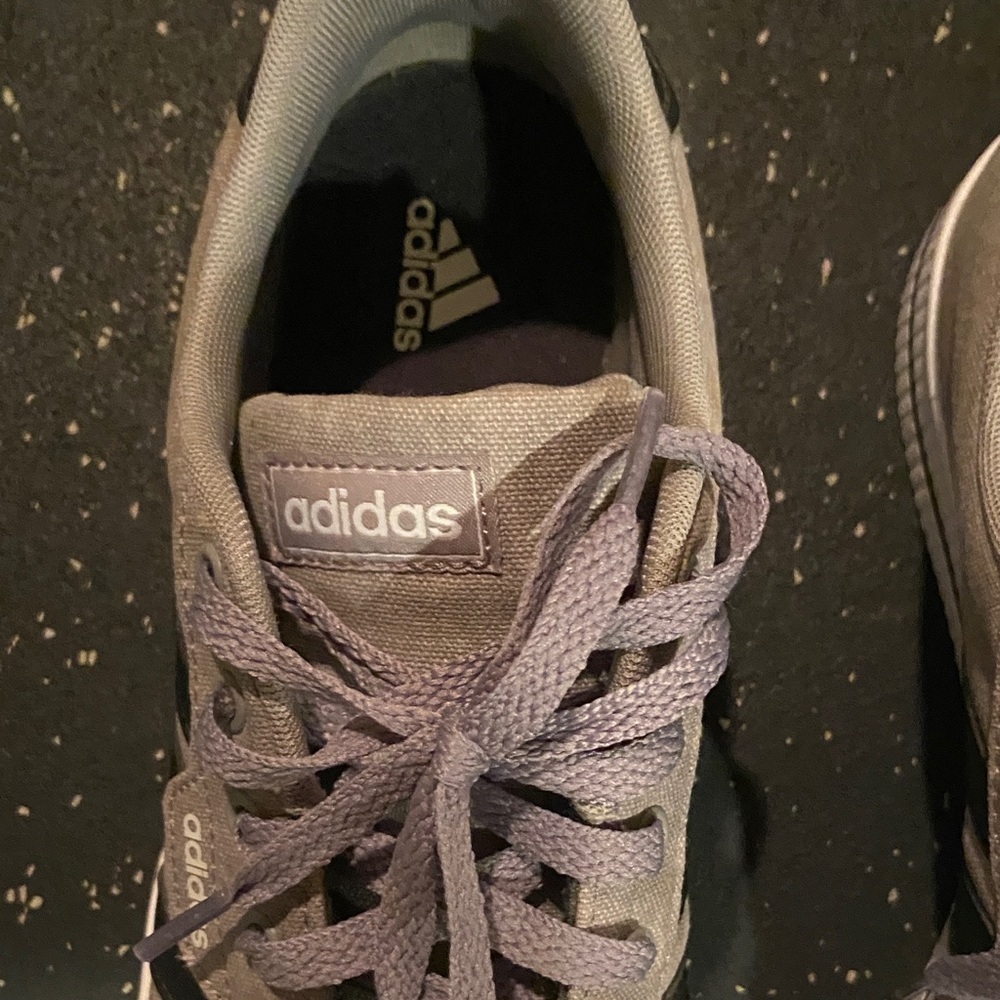 Adidas Gray Sneakers with Black Stripes men’s 9.5 - Picture 2 of 13